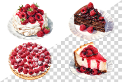 Raspberry Dessert | Watercolor cheesecake pound cake macaron Product Image 2