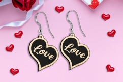 Engraved Love Text Earring SVG Valentine Laser Romantic Gift Product Image 2