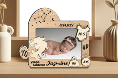 Virgo Zodiac SVG Laser Baby Photo Frame Present Newborn Gift Product Image 2