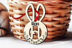 SVG Easter Letter H Laser Basket Tag Ornament Flowers Bunny Product Image 2