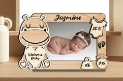 SVG Baby Hippo Photo Frame Board Newborn Picture Gift Laser Product Image 2