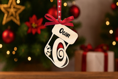 Alphabet Letter O Laser SVG Sock Christmas Ornament Monogram Product Image 2