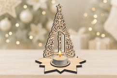 Hope Text Christmas Tree Candle Holder SVG Laser House Decor Product Image 2