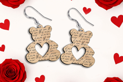 Bears Laser SVG Valenitne Earring Love Gift Romantic Present Product Image 2