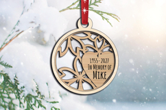 Flowers Heart Laser SVG Memorial Ornament Christmas Hanger Product Image 2