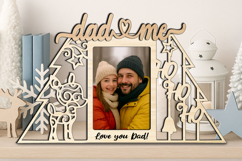 SVG Ho Ho Ho Deer Christmas Dad &amp; Me Photo Frame Gift Laser Product Image 1