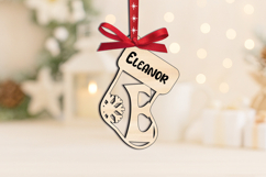 Christmas Ornament Letter E SVG Sock Monogram Laser Alphabet Product Image 2
