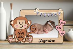 Monkey SVG Baby Newborn Photo Frame Board Picture Present Product Image 2