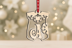 Letter A Christmas Onesie Ornament Monogram Laser Alphabet Product Image 2