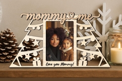 Christmas Mommy and Me SVG Frame Photo Laser Present Winter Product Image 1