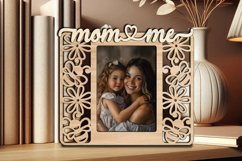 Mom and Me SVG Frame Photo Picture Bee Flower Kid Laser Gift Product Image 2
