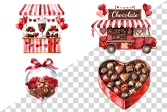 Valentine Day Red and Gold Chocolate | Watercolor dessert Product Image 2
