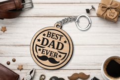 Mustaches Best Dad Ever Father's Day Keychain Gift SVG Laser Product Image 2