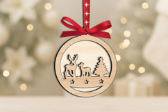 SVG Round Holiday Deer Merry Christmas Ornament Laser Gift Product Image 4