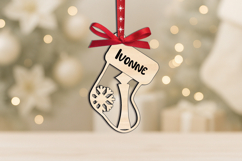 Christmas Letter I Sock SVG Ornament Monogram Alphabet Laser Product Image 2