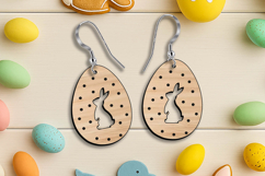 Polka Dots Egg Bunny Easter Earrings Laser SVG Holiday Gift Product Image 2