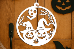 SVG Spooky Pumpkins Halloween Door Hanger Welcome Sign Laser Product Image 2