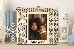 Mom &amp; Me SVG Penguin Christmas Winter Photo Frame Laser Gift Product Image 2