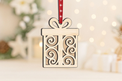 SVG Christmas Wrapped Gift Ornament Laser Present Holiday Product Image 2