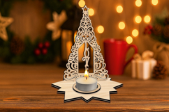 SVG Candle Holder Love Christmas Tree Laser Home Decoration Product Image 2