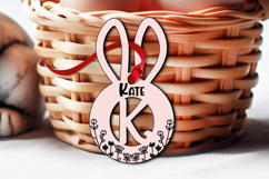 SVG Easter Letter K Laser Bunny Basket Tag Ornament Flowers Product Image 2