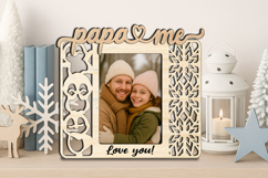 SVG Christmas Penguin Papa and Me Photo Frame Winter Laser Product Image 2