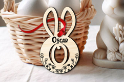 Bunny Laser Letter O Easter Basket Tag Ornament SVG Flowers Product Image 2