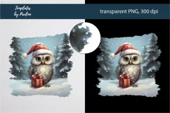 Retro Christmas Owl Sublimation Pillow Design PNG Product Image 2