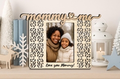 Snowflake Mommy Me SVG Winter Frame Photo Laser Present Gift Product Image 2