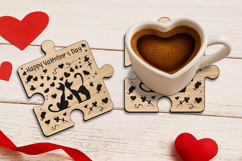 Happy Valentine's Day SVG Puzzle Coaster Laser Gift Kitty Product Image 2