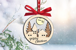 SVG Merry Christmas Winter Village Ornament Laser Holiday Product Image 2