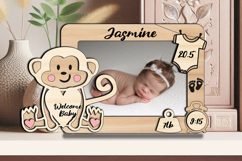 Monkey Baby Photo SVG Newborn Frame Laser Home Decor Sign Product Image 2