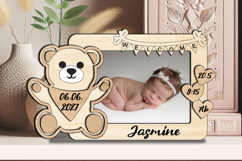 Bear Baby Photo Frame SVG Newborn Picture Sign Gift Board Product Image 2
