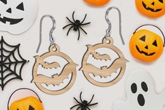 Halloween Vampire Bats Earrings SVG Laser Scary Gift Present Product Image 2