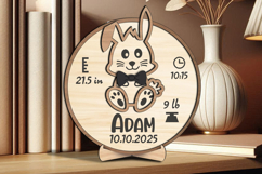 Bunny Baby Announcement Round Board Circle Sign SVG Laser Product Image 2