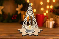 Peace Candle Holder SVG Laser Christmas Tree Winter Pattern Product Image 2