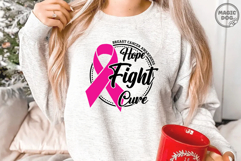 Hope Fight Cure SVG|Breast Cancer Awarenesa|Pink Ribbon Product Image 2
