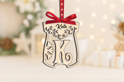Gift Christmas Letter K SVG Ornament Onesie Laser Alphabet Product Image 2