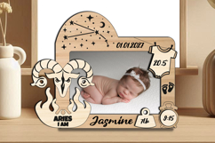 Zodiac Aries SVG Baby Photo Frame Present Newborn Laser Pic Product Image 2