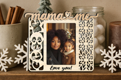 Penguin Christmas Mama and Me SVG Photo Frame Laser Present Product Image 2
