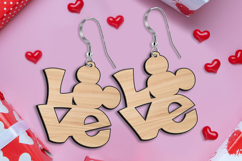 Love Text Laser SVG Valentine Earrings Present Romance Gift Product Image 3