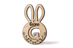 Laser Easter Letter G Basket Tag Ornament Flowers Bunny SVG Product Image 3
