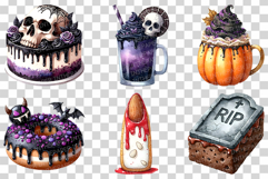 Halloween Gothic Dessert | Watercolor cup Cake donut ice PNG Product Image 2