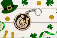 Horse Shoe Keychain SVG Patrick Day Laser Lucky Charm Gift Product Image 2