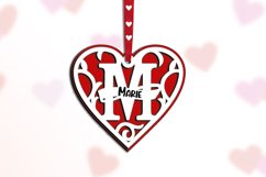 Valentine Day Monogram Letter M Love Gift Romantic SVG Laser Product Image 3