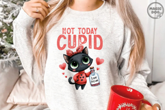 Not Today Cupid Black Cat PNG: Anti Valentine’s Day Product Image 2