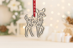 Unique Holiday Winter Pattern Fawn Christmas Tree Ornament Product Image 2