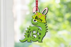Easter Dino Letter B Basket Name Tag Hanger Ornament SVG Product Image 1