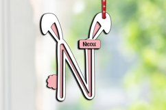 Easter Ornament Laser Letter N Basket Tag SVG Bunny Tail Product Image 1