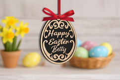 Easter Engraved Holiday Ornament Name Tag Basket Laser SVG Product Image 2